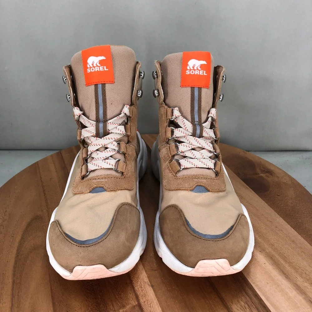 Sorel Kinetic RNEGD Sport Boots Womens Size 10 Tan Orange Waterproof NL4400-253